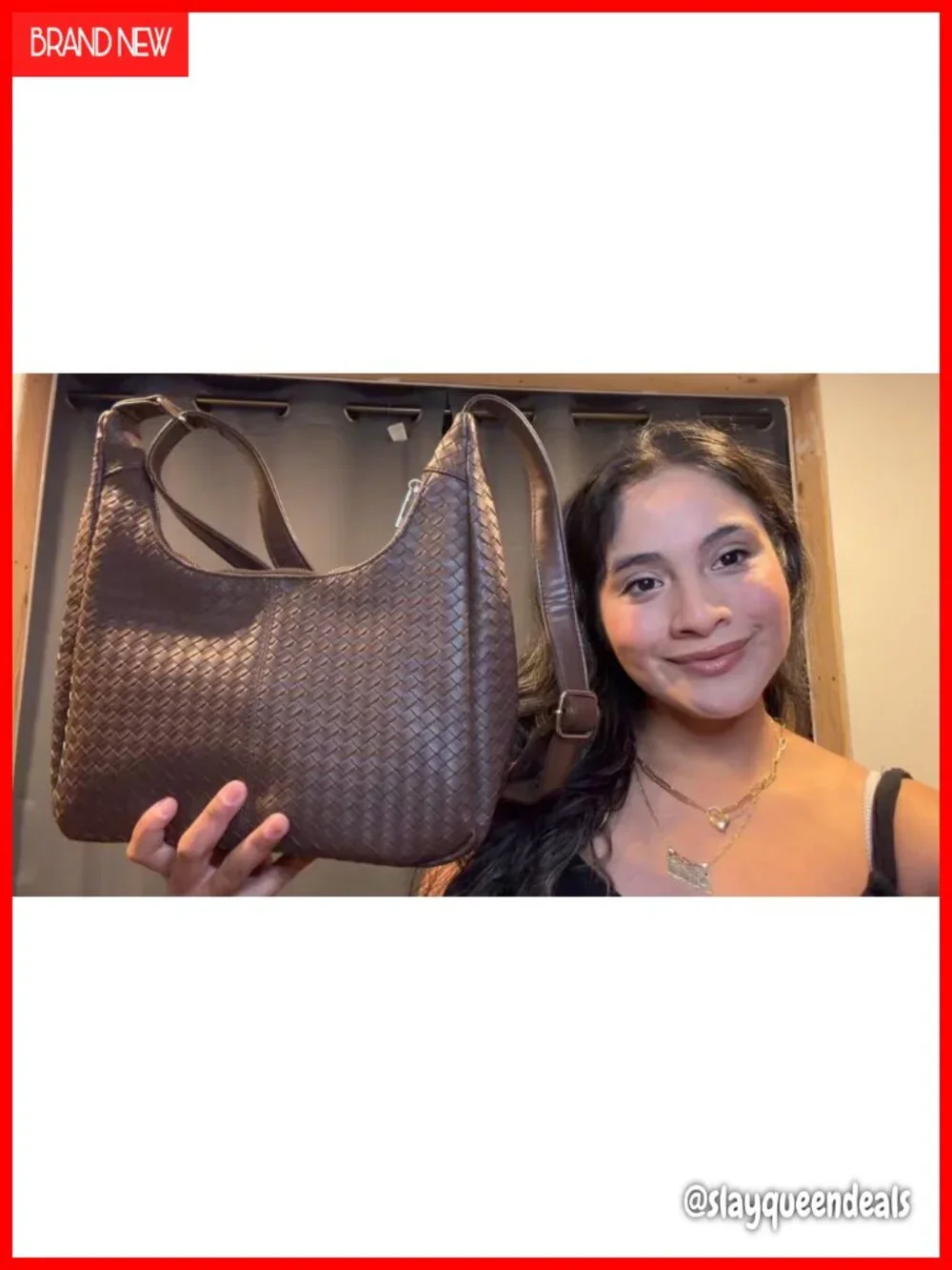 Woven Hobo Bag Faux Leather Crossbody Shoulder Purse
